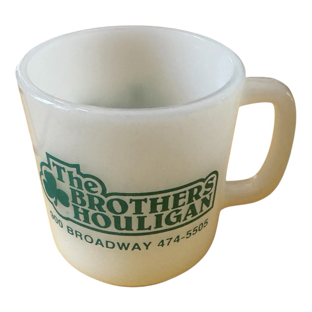 Vintage Brothers Hooligan Kansas City MO Milk Glass Diner Coffee Mug 400 Broadwy